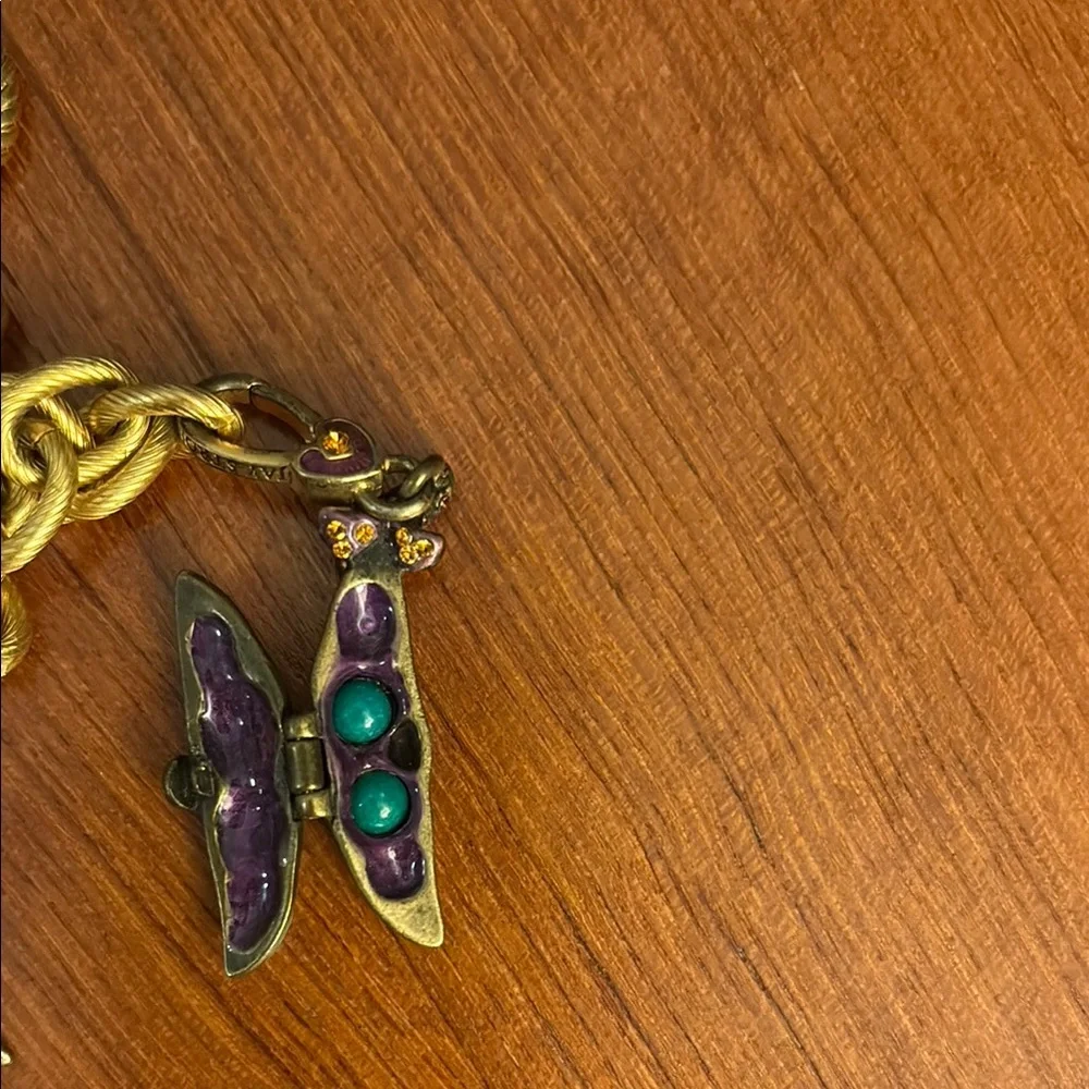 Jay Strongwater Gold Charm Bracelet with Hummingbird and Peas in a Pod Charms - Picture 5 of 5